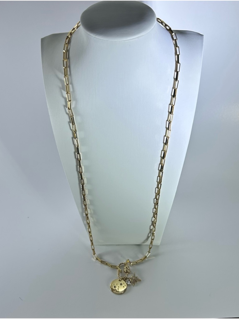 ettika Gold Starburst Crystal & Disc Charm Pendant Necklace